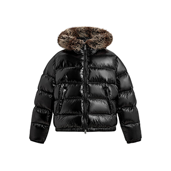 Μαύρο πουπουλένιο μπουφάν με κουκούλα